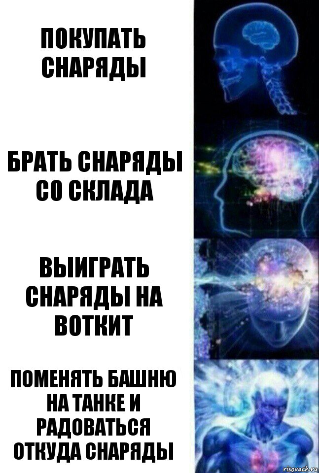 покупать снаряды брать снаряды со склада выиграть снаряды на ВотКит поменять башню на танке и радоваться откуда снаряды, Комикс  Сверхразум