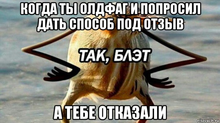 когда ты олдфаг и попросил дать способ под отзыв а тебе отказали, Мем  Так блэт