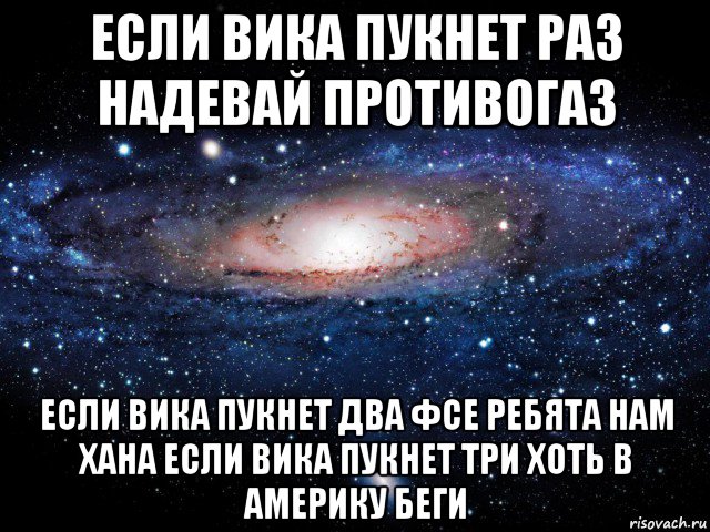 если вика пукнет раз надевай противогаз если вика пукнет два фсе ребята нам хана если вика пукнет три хоть в америку беги, Мем Вселенная