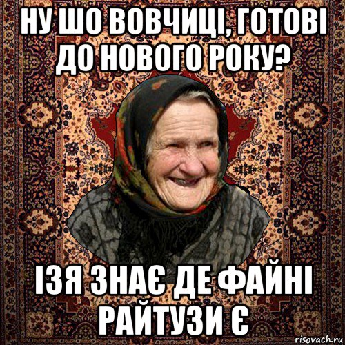 ну шо вовчиці, готові до нового року? ізя знає де файні райтузи є