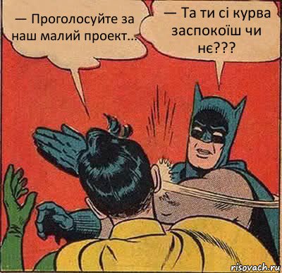 — Проголосуйте за наш малий проект... — Та ти сі курва заспокоїш чи нє???, Комикс   Бетмен и Робин