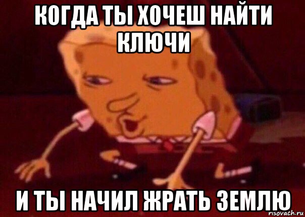 когда ты хочеш найти ключи и ты начил жрать землю, Мем    Bettingmemes