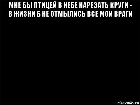 мне бы птицей в небе нарезать круги - в жизни б не отмылись все мои враги , Мем Черный фон