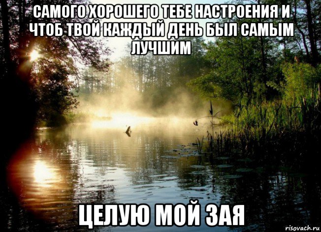 самого хорошего тебе настроения и чтоб твой каждый день был самым лучшим целую мой зая