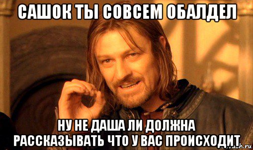 сашок ты совсем обалдел ну не даша ли должна рассказывать что у вас происходит, Мем Нельзя просто так взять и (Боромир мем)