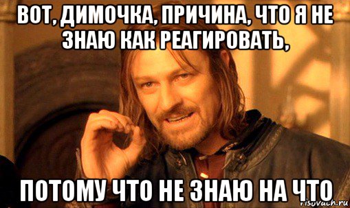 вот, димочка, причина, что я не знаю как реагировать, потому что не знаю на что, Мем Нельзя просто так взять и (Боромир мем)