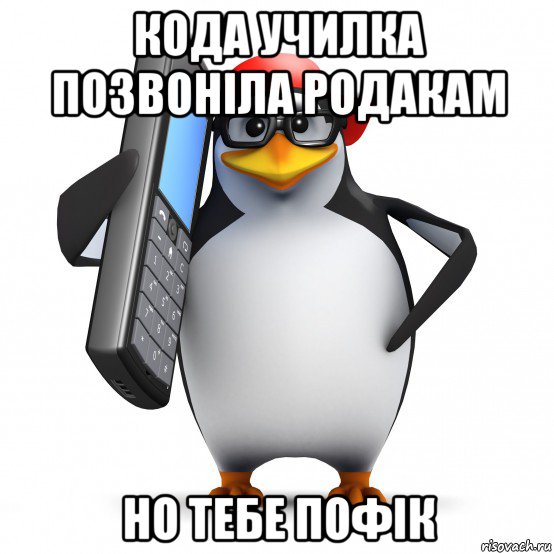 кода училка позвоніла родакам но тебе пофік, Мем   Пингвин звонит