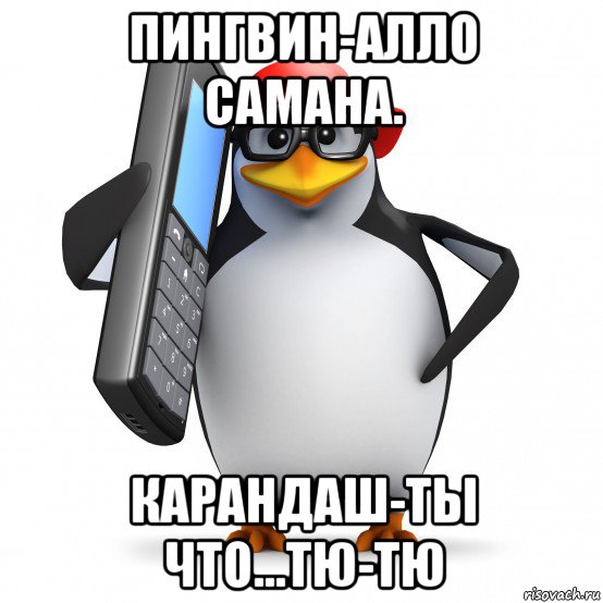 пингвин-алло самана. карандаш-ты что...тю-тю, Мем   Пингвин звонит