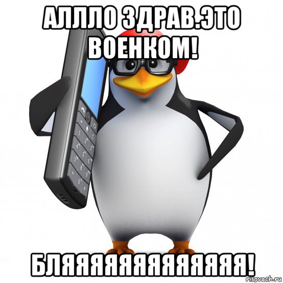 аллло здрав.это военком! бляяяяяяяяяяяяя!, Мем   Пингвин звонит