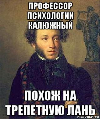 профессор психологии калюжный похож на трепетную лань, Мем Пушкин