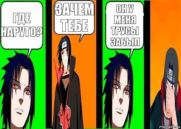 Где наруто? зачем тебе он у меня трусы забыл