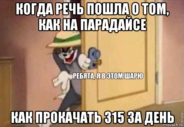 когда речь пошла о том, как на парадайсе как прокачать 315 за день, Мем    Ребята я в этом шарю