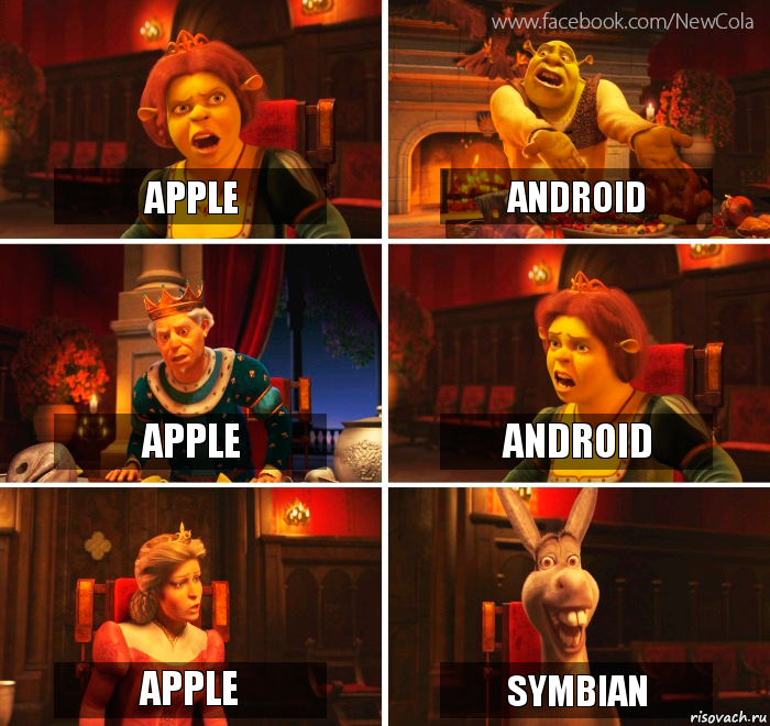 Apple Android Apple Android Apple Symbian, Комикс Шрек-Осел Мем-генератор NewCola