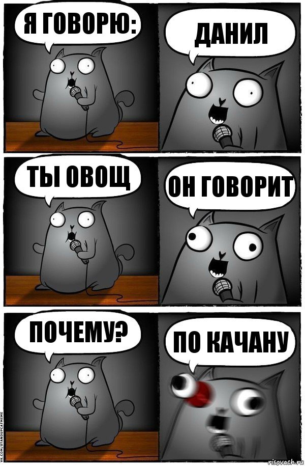 Я говорю: Данил Ты овощ Он говорит Почему? По КАЧАНУ, Комикс  Стендап-кот