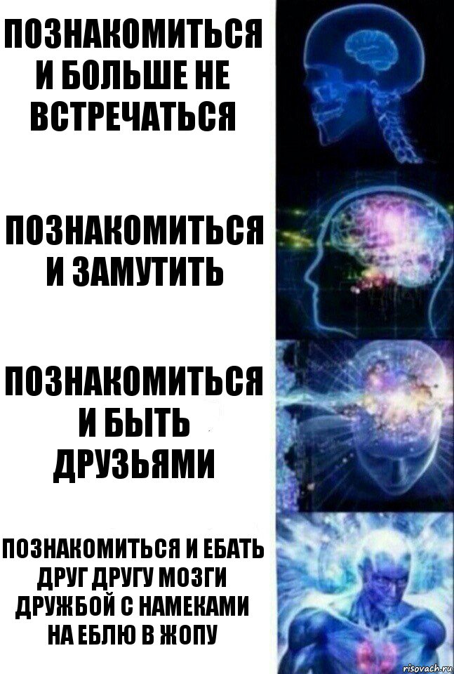 Познакомиться и больше не встречаться Познакомиться и замутить Познакомиться и быть друзьями Познакомиться и ебать друг другу мозги дружбой с намеками на еблю в жопу, Комикс  Сверхразум