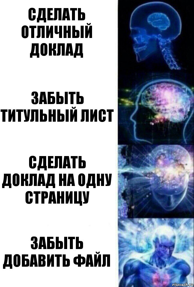 Сделать отличный доклад Забыть титульный лист Сделать доклад на одну страницу Забыть добавить файл, Комикс  Сверхразум