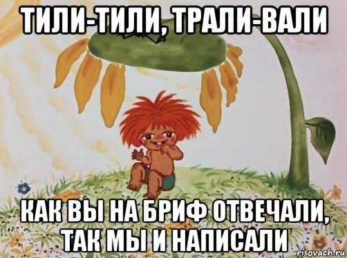 тили-тили, трали-вали как вы на бриф отвечали, так мы и написали