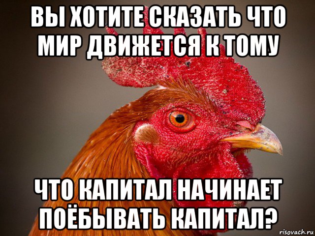 вы хотите сказать что мир движется к тому что капитал начинает поёбывать капитал?