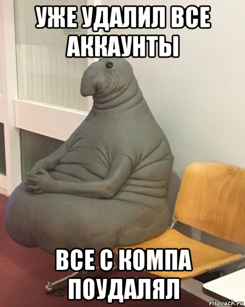 уже удалил все аккаунты все с компа поудалял, Мем Ждун ждет