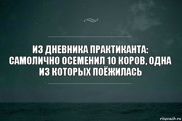 Из дневника практиканта:
Самолично осеменил 10 коров, одна из которых поёжилась