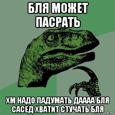 бля может пасрать хм надо падумать даааа бля сасед хватит стучать бля, Мем Филосораптор