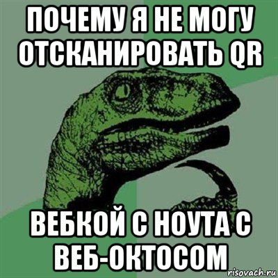 почему я не могу отсканировать qr вебкой с ноута с веб-октосом, Мем Филосораптор