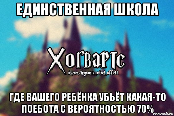 единственная школа где вашего ребёнка убьёт какая-то поебота с вероятностью 70%, Мем Хогвартс