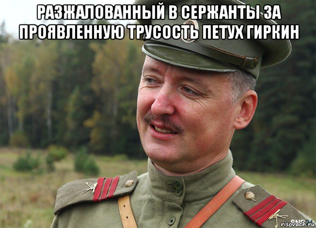 разжалованный в сержанты за проявленную трусость петух гиркин 