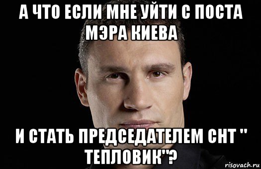 а что если мне уйти с поста мэра киева и стать председателем снт " тепловик"?, Мем Кличко