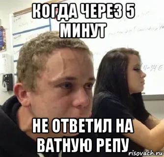когда через 5 минут не ответил на ватную репу, Мем Когда пять минут