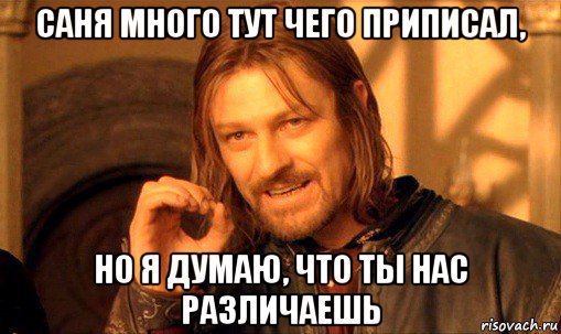 саня много тут чего приписал, но я думаю, что ты нас различаешь, Мем Нельзя просто так взять и (Боромир мем)