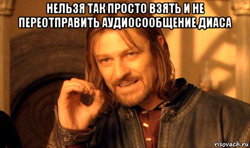 нельзя так просто взять и не переотправить аудиосообщение диаса , Мем Нельзя просто так взять и (Боромир мем)