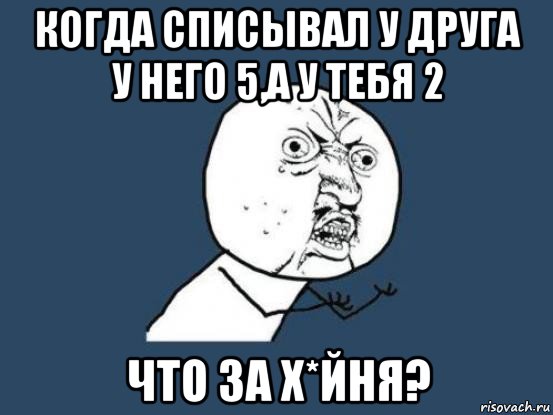 когда списывал у друга у него 5,а у тебя 2 что за х*йня?