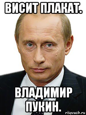 висит плакат. владимир пукин., Мем Путин