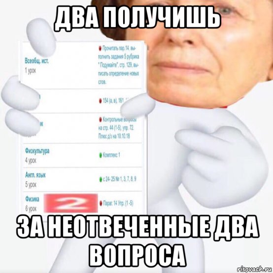 два получишь за неотвеченные два вопроса