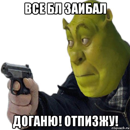 все бл заибал доганю! отпизжу!, Мем Шрек с пестикам