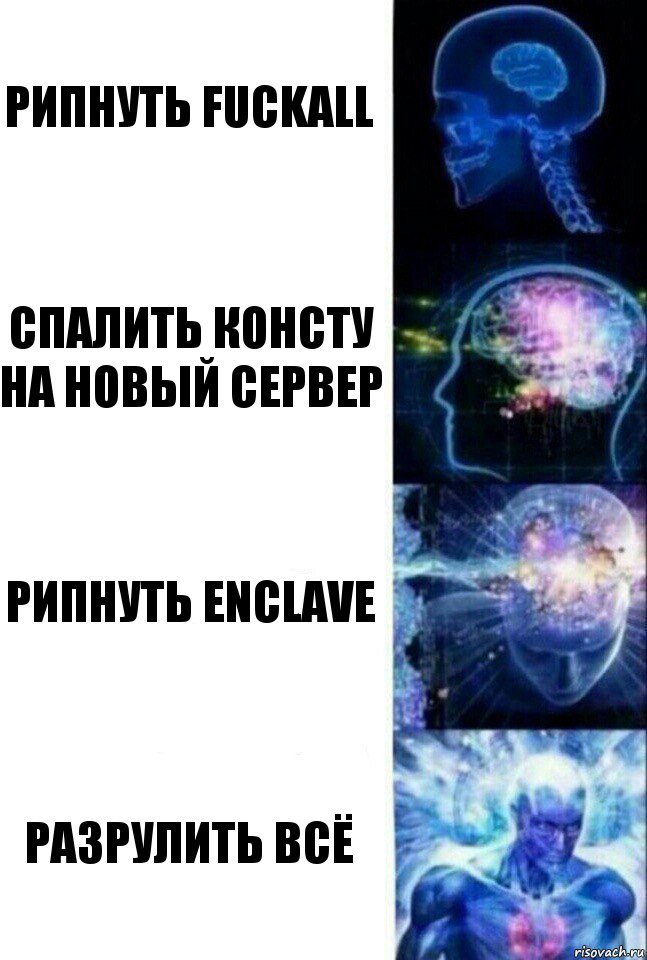 Рипнуть fuckall Спалить консту на новый сервер Рипнуть Enclave Разрулить всё, Комикс  Сверхразум