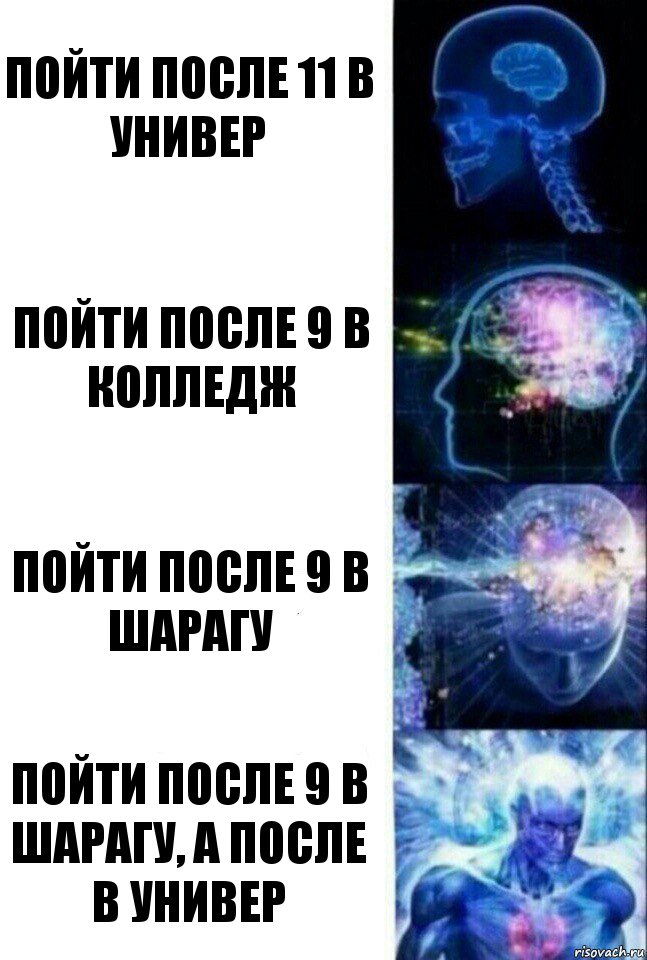 Пойти после 11 в универ Пойти после 9 в колледж Пойти после 9 в шарагу Пойти после 9 в шарагу, а после в универ, Комикс  Сверхразум