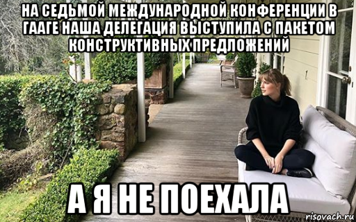на седьмой международной конференции в гааге наша делегация выступила с пакетом конструктивных предложений а я не поехала
