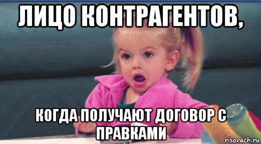 лицо контрагентов, когда получают договор с правками