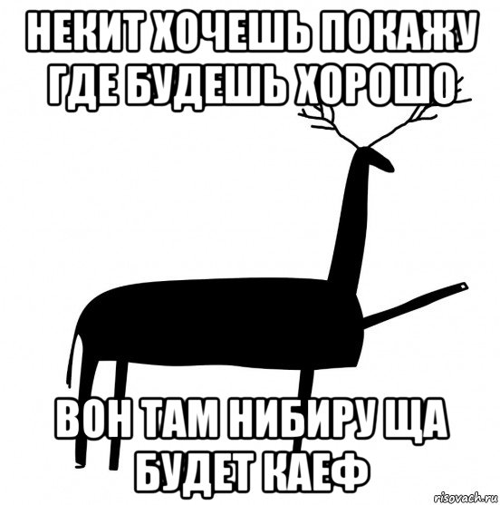 некит хочешь покажу где будешь хорошо вон там нибиру ща будет каеф, Мем  Вежливый олень