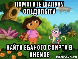 помогите шалуну следопыту найти ебаного спирта в инвизе, Мем Даша следопыт