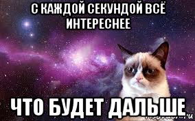 с каждой секундой всё интереснее что будет дальше, Мем grumpy cat space