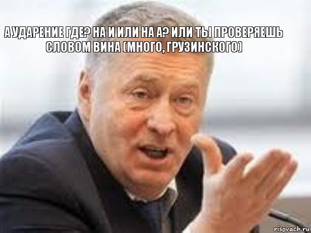 А ударение где? На И или на А? Или ты проверяешь словом винА (много, грузинского), Комикс Жириновский с рукой