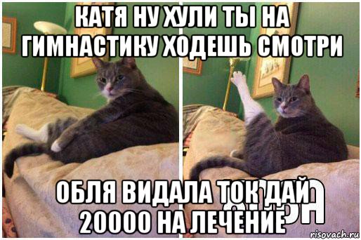 катя ну хули ты на гимнастику ходешь смотри обля видала ток дай 20000 на лечение