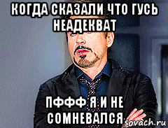 когда сказали что гусь неадекват пффф я и не сомневался, Мем мое лицо когда