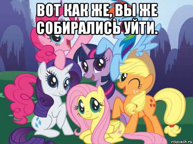 вот как же, вы же собирались уйти. , Мем My little pony