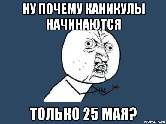 ну почему каникулы начинаются только 25 мая?, Мем Ну почему