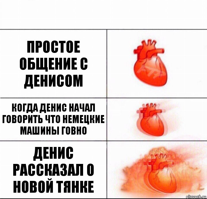 Простое общение с Денисом Когда денис начал говорить что немецкие машины говно Денис рассказал о новой тянке, Комикс  Расширяюшее сердце