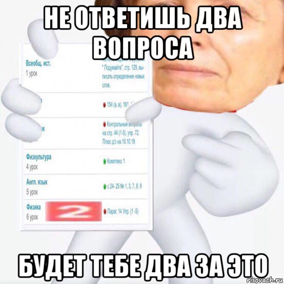 не ответишь два вопроса будет тебе два за это
